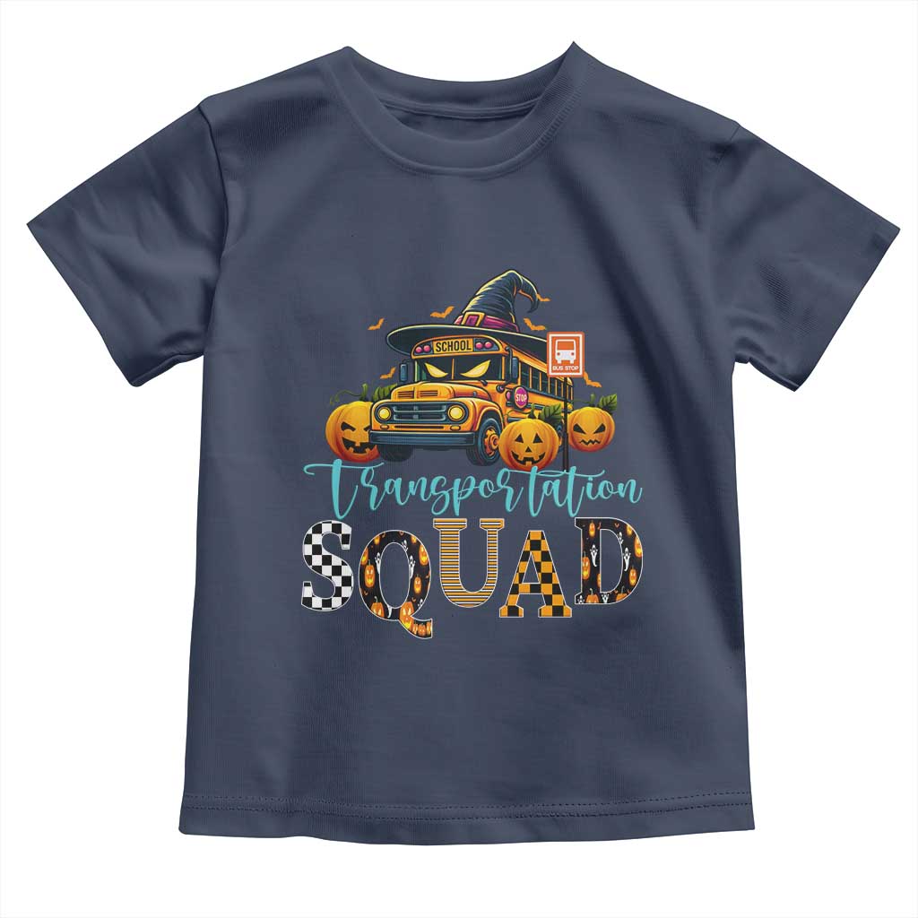 Halloween School Bus Driver Toddler T Shirt Transportation Squad Pumpkin Witch TS11 Navy Print Your Wear