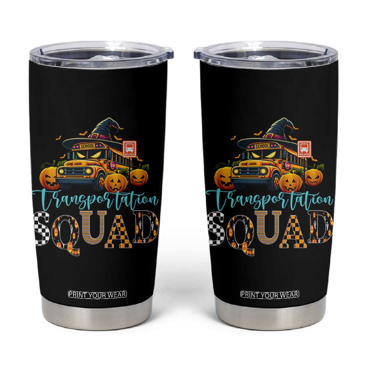 Halloween School Bus Driver Tumbler Cup Transportation Squad Pumpkin Witch TS11 Black Print Your Wear