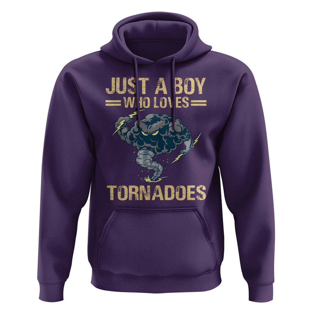 Tornado Chaser Hoodie Just A Boy Who Loves Tornadoes Storm Thunder TS11 Purple Print Your Wear
