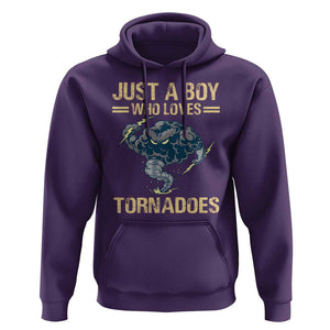 Tornado Chaser Hoodie Just A Boy Who Loves Tornadoes Storm Thunder TS11 Purple Print Your Wear