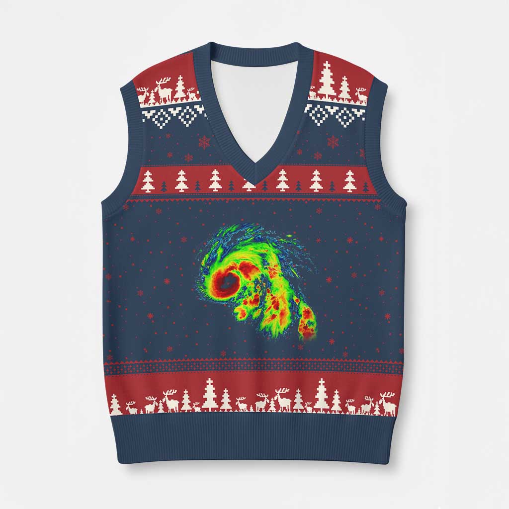 Hurricane Helene V-Neck Knit Sweater Vest Meteorologist Weather Radar Image Storm Chasing TS11 Navy Red Print Your Wear