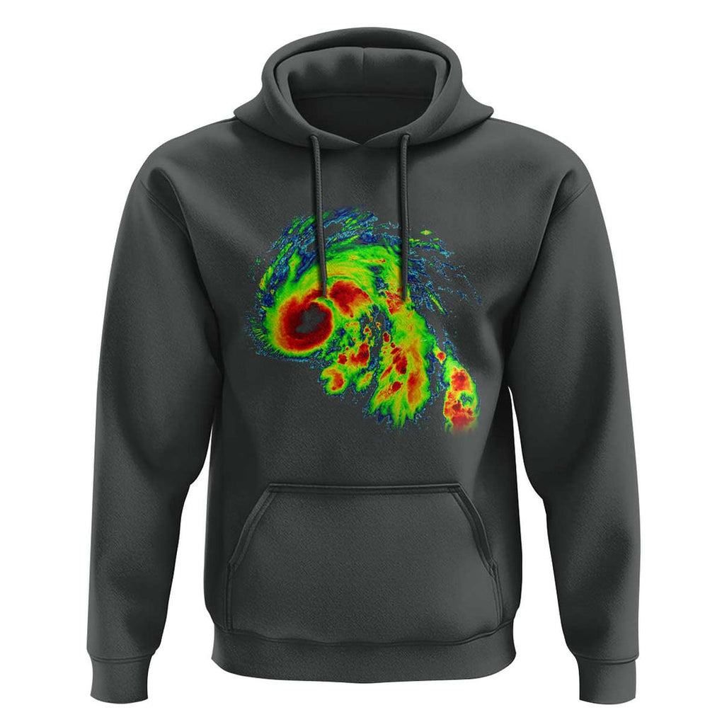 Hurricane Helene Hoodie Meteorologist Weather Radar Image Storm Chasing TS11 Dark Heather Print Your Wear