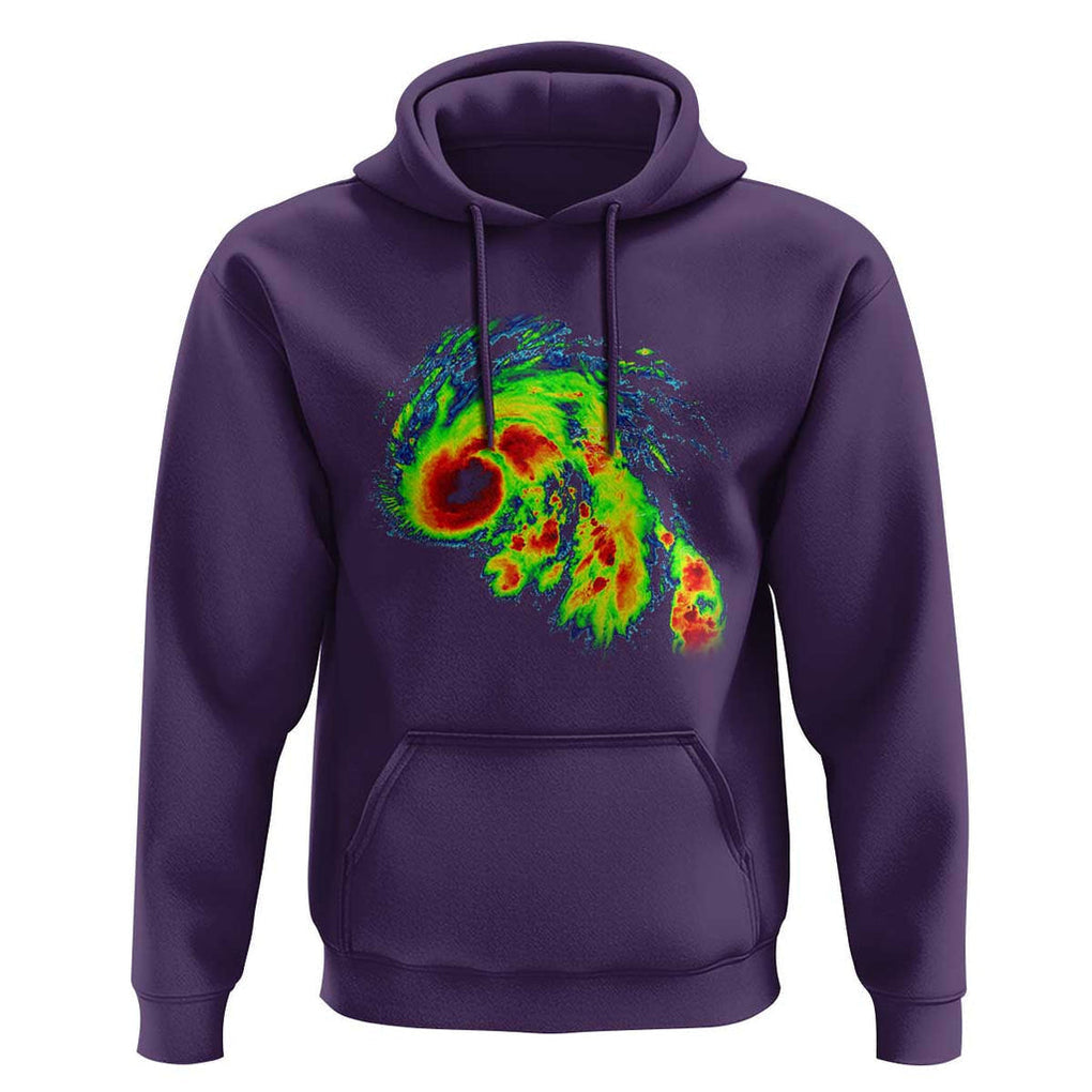 Hurricane Helene Hoodie Meteorologist Weather Radar Image Storm Chasing TS11 Purple Print Your Wear