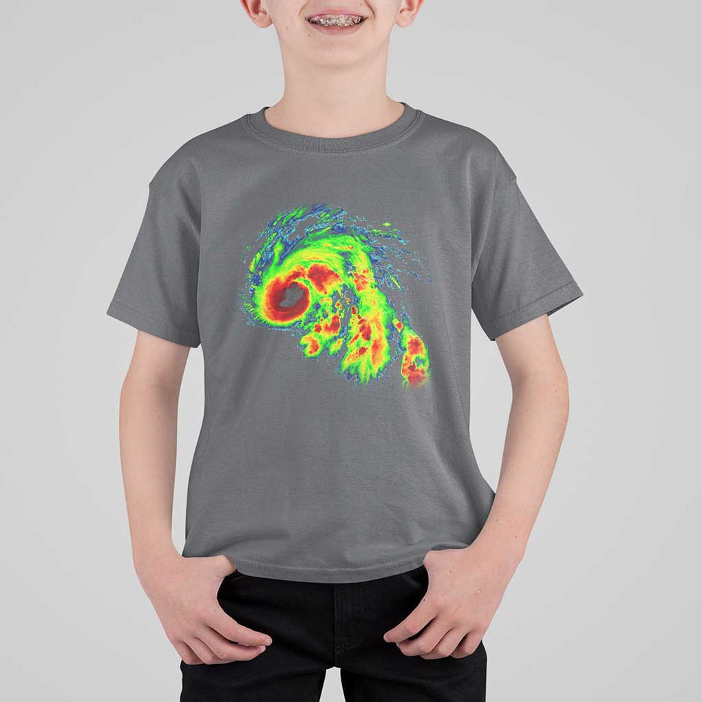 Hurricane Helene T Shirt For Kid Meteorologist Weather Radar Image Storm Chasing TS11 Charcoal Print Your Wear