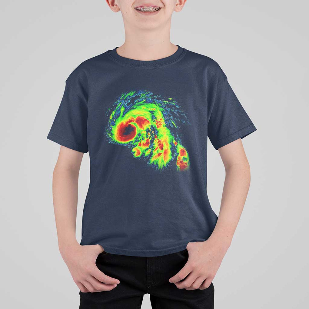 Hurricane Helene T Shirt For Kid Meteorologist Weather Radar Image Storm Chasing TS11 Navy Print Your Wear