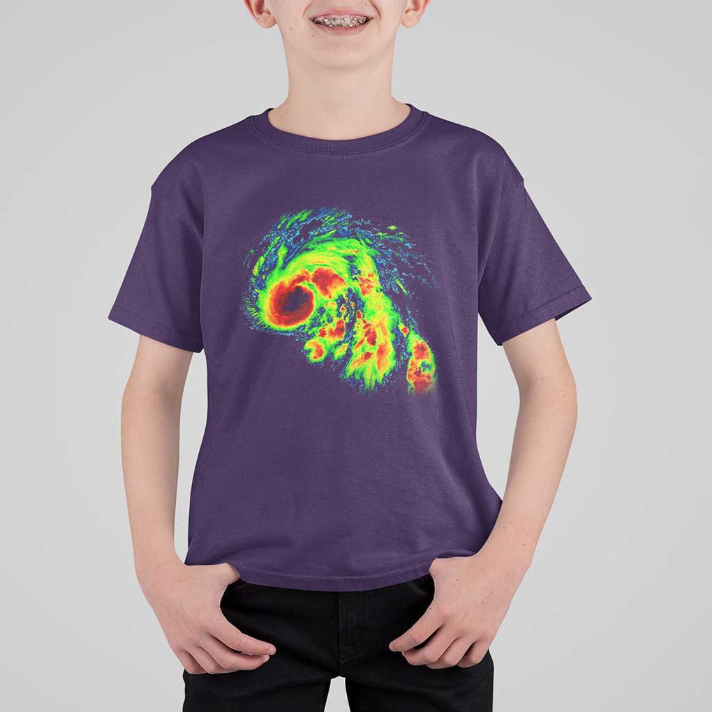 Hurricane Helene T Shirt For Kid Meteorologist Weather Radar Image Storm Chasing TS11 Purple Print Your Wear