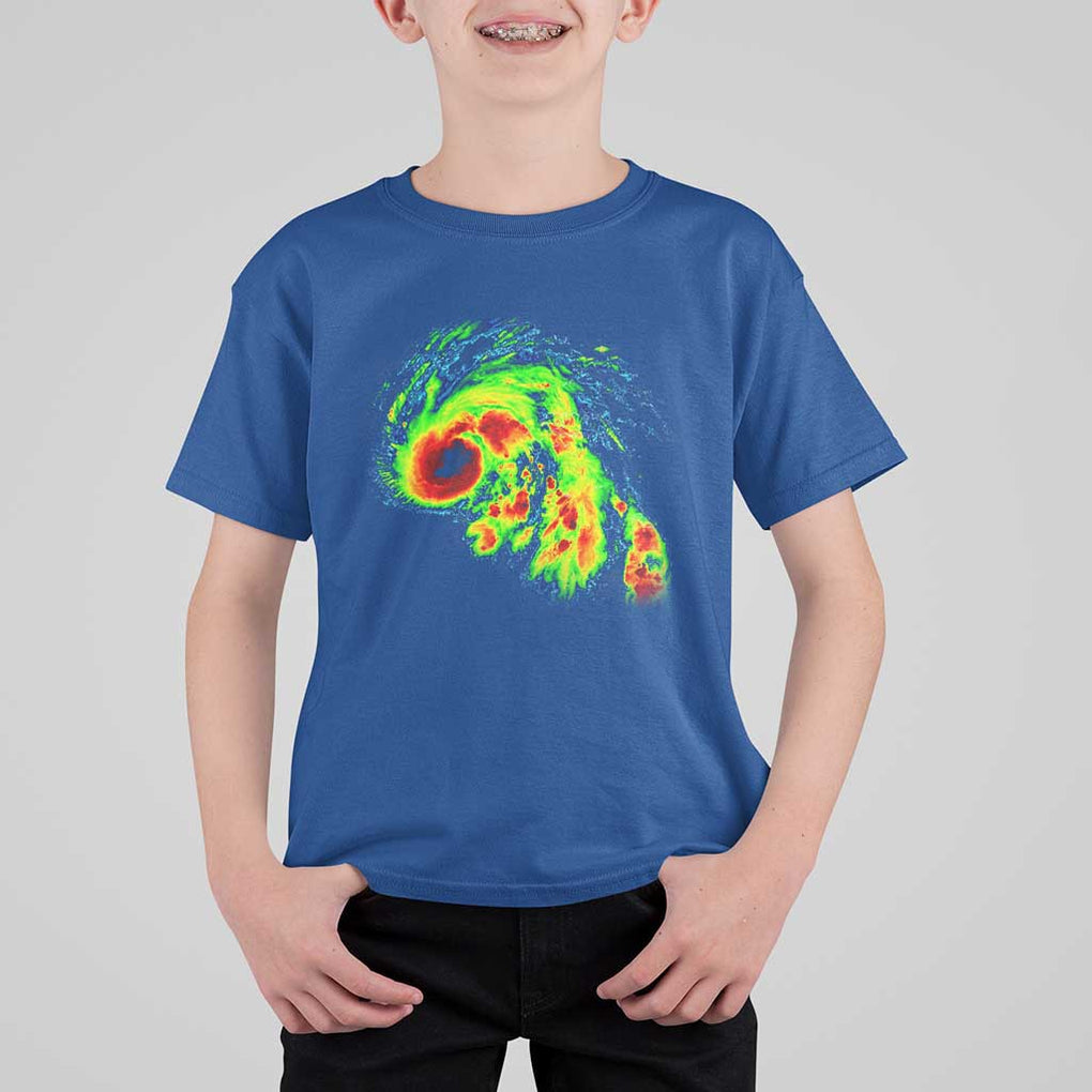 Hurricane Helene T Shirt For Kid Meteorologist Weather Radar Image Storm Chasing TS11 Royal Blue Print Your Wear