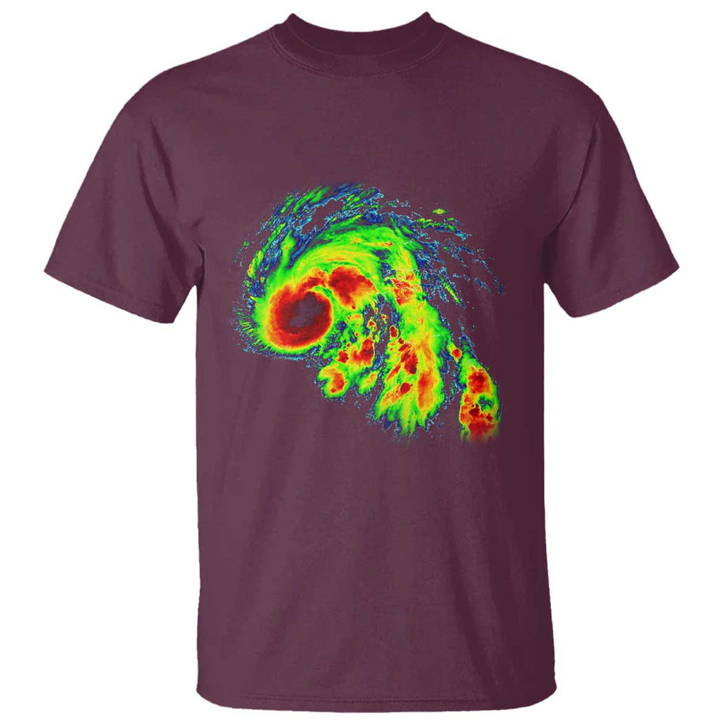 Hurricane Helene T Shirt Meteorologist Weather Radar Image Storm Chasing TS11 Maroon Print Your Wear