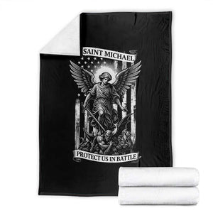 Saint Michael Protect Us In Battle Throw Blanket American Flag Catholic Christian Faith TS11 Black Print Your Wear
