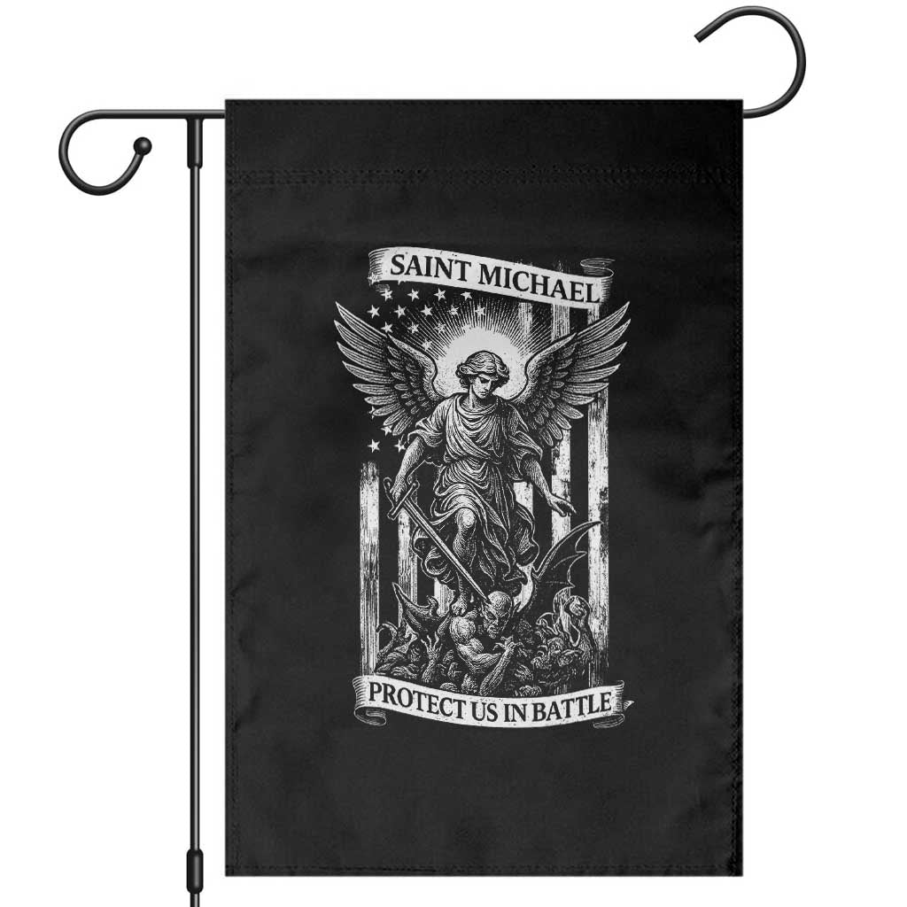 Saint Michael Protect Us In Battle Garden Flag American Flag Catholic Christian Faith TS11 Black Print Your Wear