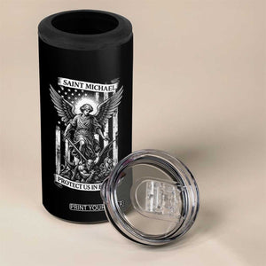 Saint Michael Protect Us In Battle 4 in 1 Can Cooler Tumbler American Flag Catholic Christian Faith TS11 Print Your Wear