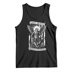 Saint Michael Protect Us In Battle Tank Top American Flag Catholic Christian Faith TS11 Black Print Your Wear