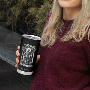 Saint Michael Protect Us In Battle Tumbler Cup American Flag Catholic Christian Faith TS11 Print Your Wear