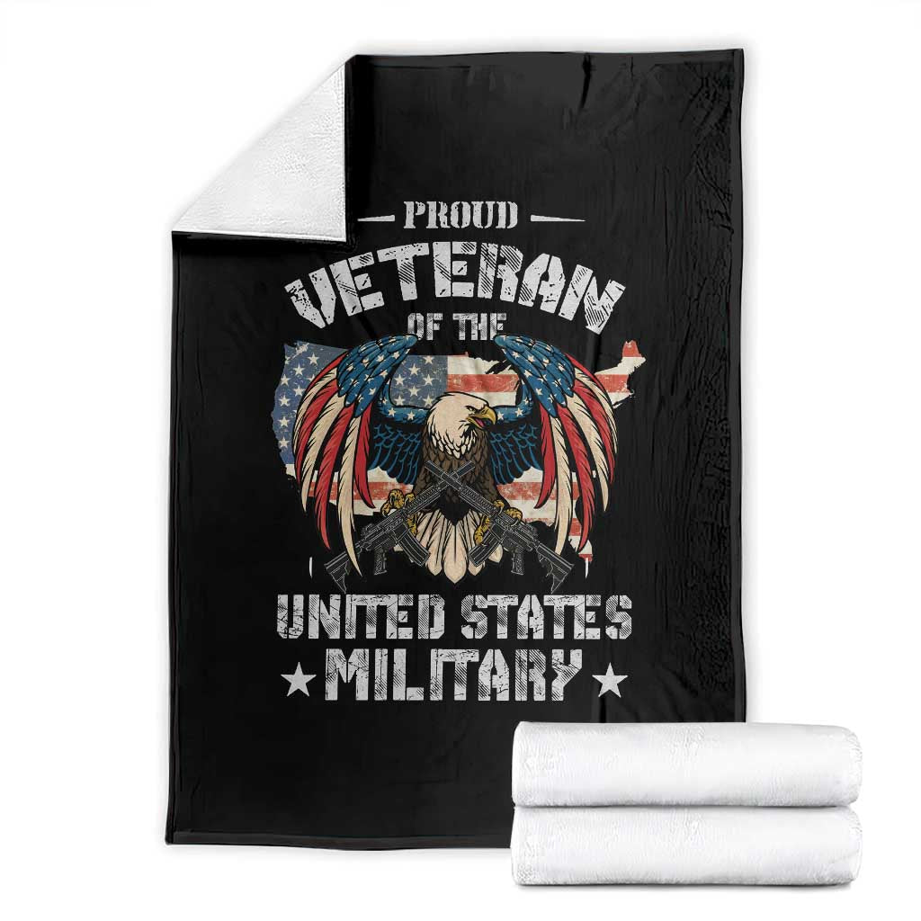 Proud Veteran Of The Military Throw Blanket Veteran's Day Eagle American Flag TS11 Black Print Your Wear