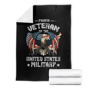 Proud Veteran Of The Military Throw Blanket Veteran's Day Eagle American Flag TS11 Black Print Your Wear
