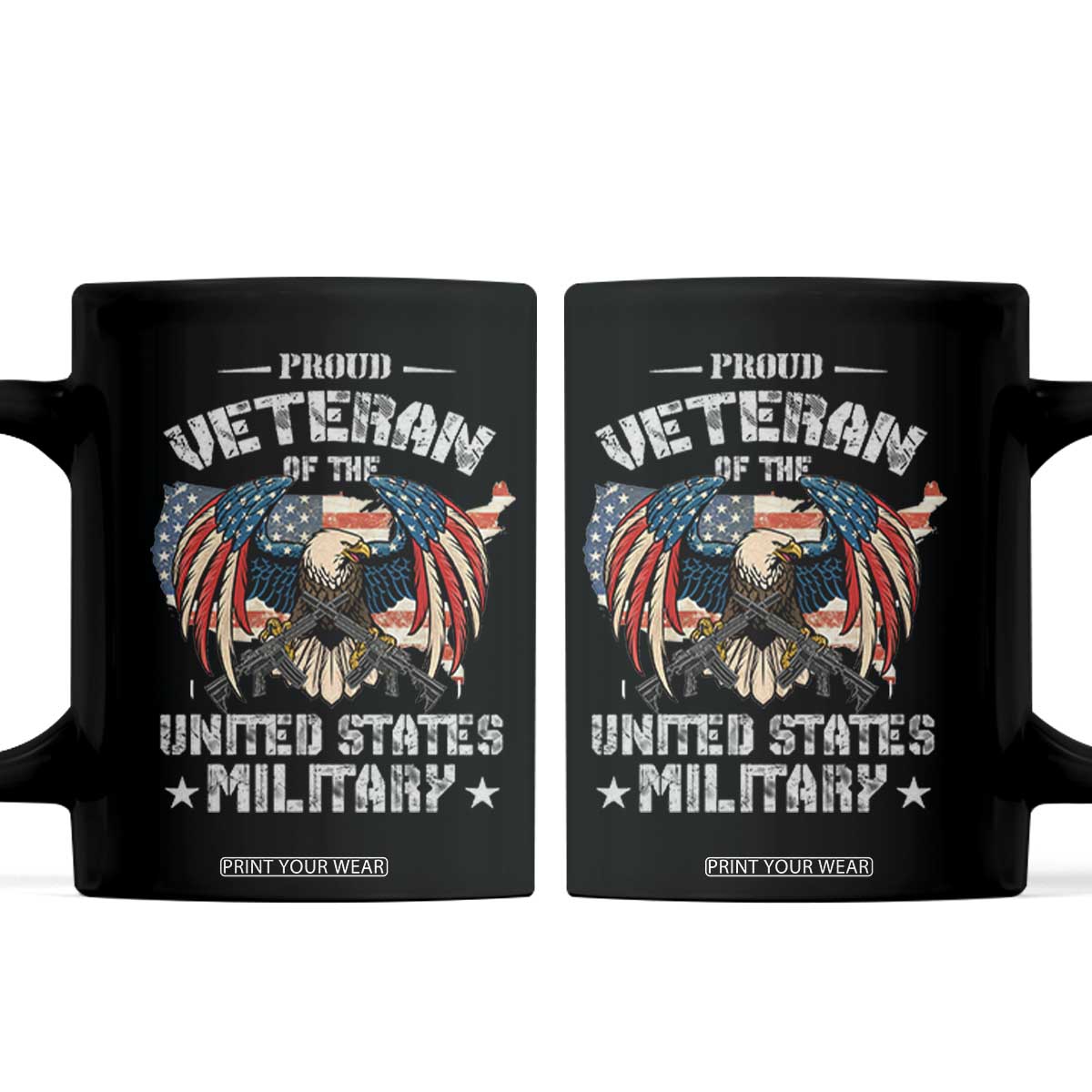 Proud Veteran Of The Military Coffee Mug Veteran's Day Eagle American Flag TS11 Black Print Your Wear