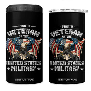 Proud Veteran Of The Military 4 in 1 Can Cooler Tumbler Veteran's Day Eagle American Flag TS11 One Size: 16 oz Black Print Your Wear