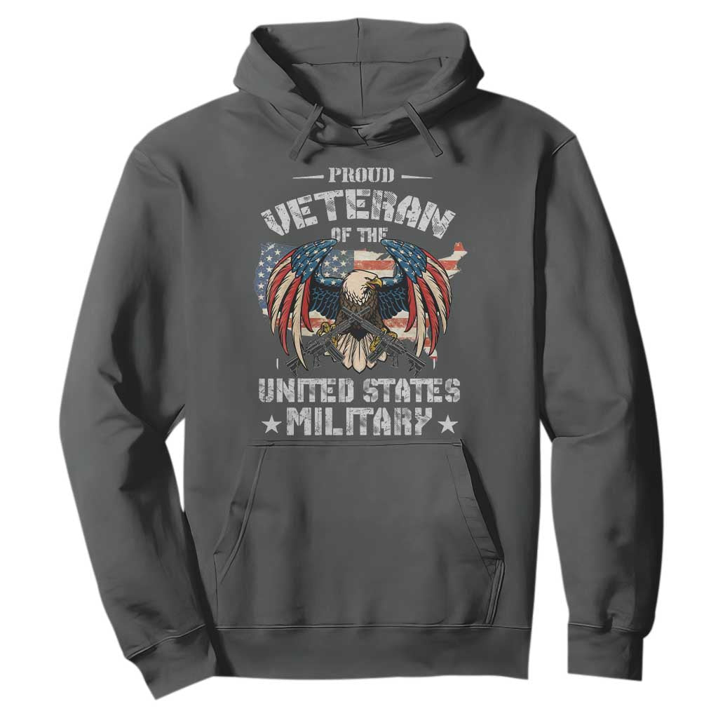 Proud Veteran Of The Military Hoodie Veteran's Day Eagle American Flag TS11 Dark Heather Print Your Wear