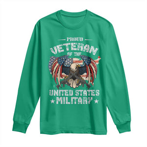 Proud Veteran Of The Military Long Sleeve Shirt Veteran's Day Eagle American Flag TS11 Irish Green Print Your Wear