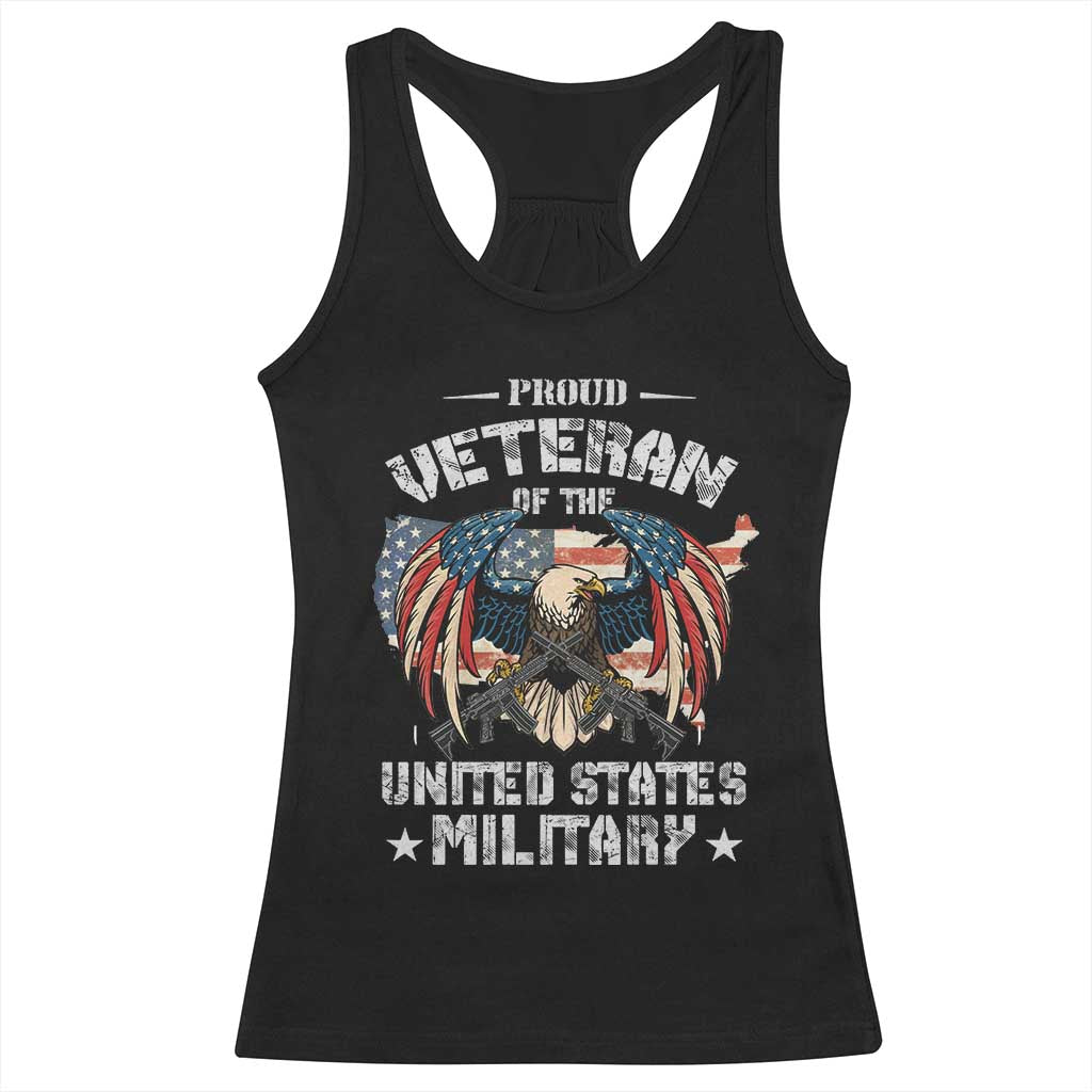 Proud Veteran Of The Military Racerback Tank Top Veteran's Day Eagle American Flag TS11 Black Print Your Wear