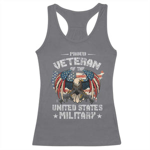 Proud Veteran Of The Military Racerback Tank Top Veteran's Day Eagle American Flag TS11 Charcoal Print Your Wear