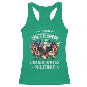 Proud Veteran Of The Military Racerback Tank Top Veteran's Day Eagle American Flag TS11 Irish Green Print Your Wear