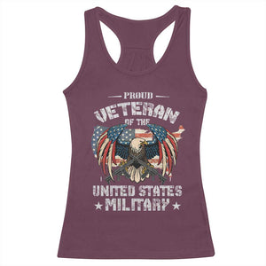 Proud Veteran Of The Military Racerback Tank Top Veteran's Day Eagle American Flag TS11 Maroon Print Your Wear