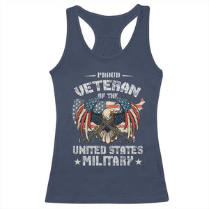 Proud Veteran Of The Military Racerback Tank Top Veteran's Day Eagle American Flag TS11 Navy Print Your Wear