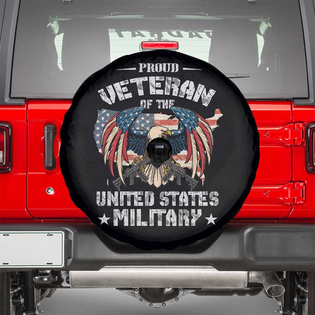 Proud Veteran Of The Military Spare Tire Cover Veteran's Day Eagle American Flag TS11 Black Print Your Wear
