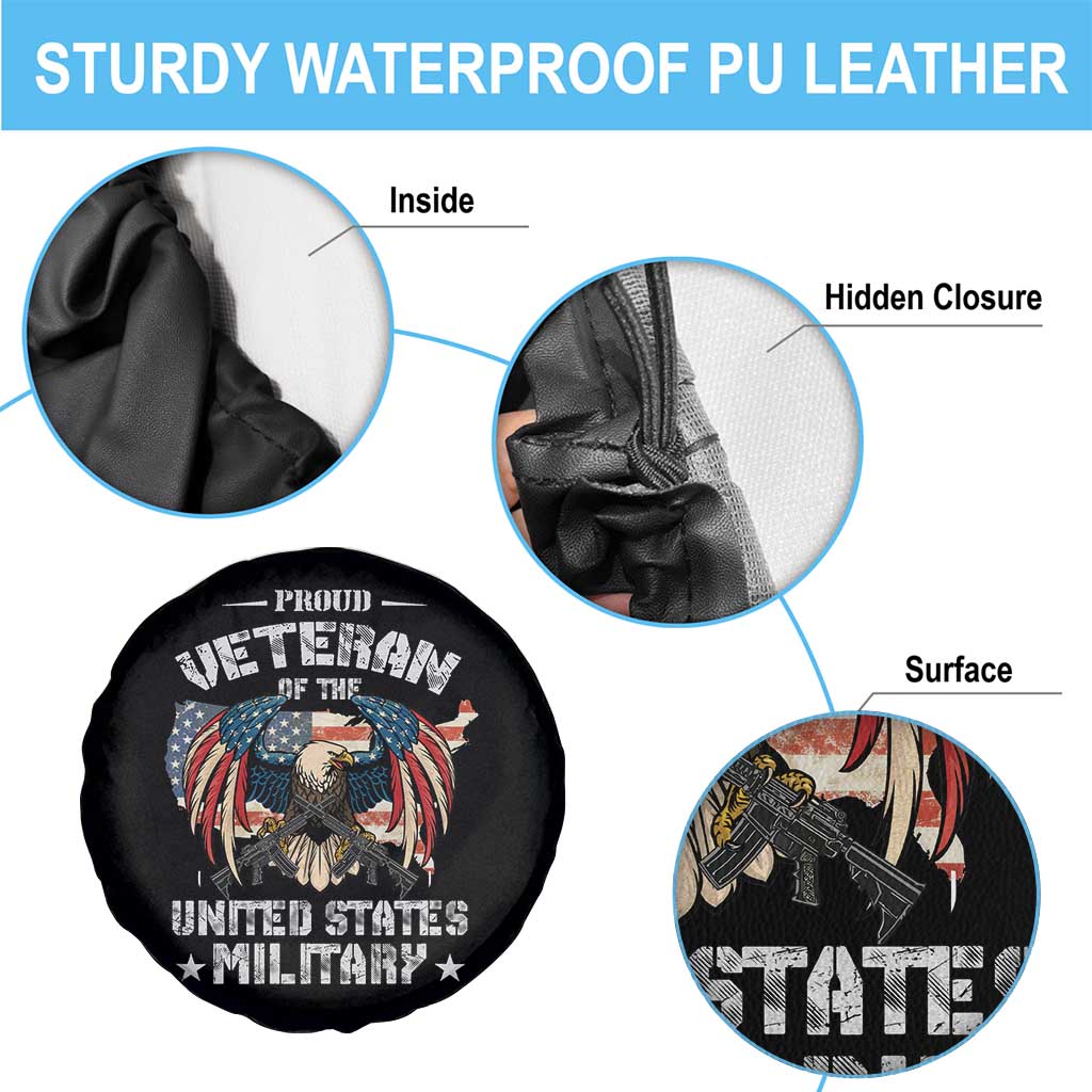 Proud Veteran Of The Military Spare Tire Cover Veteran's Day Eagle American Flag TS11 Print Your Wear