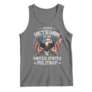Proud Veteran Of The Military Tank Top Veteran's Day Eagle American Flag TS11 Black Heather Print Your Wear