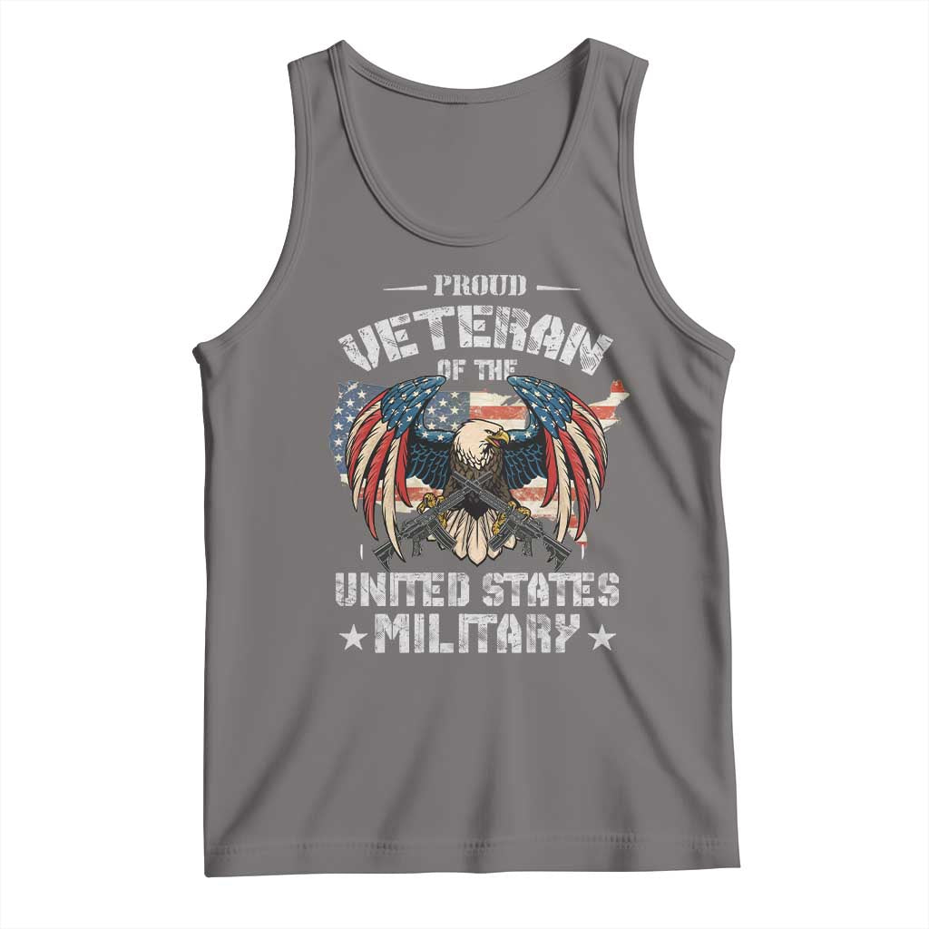 Proud Veteran Of The Military Tank Top Veteran's Day Eagle American Flag TS11 Deep Heather Print Your Wear