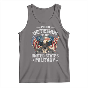 Proud Veteran Of The Military Tank Top Veteran's Day Eagle American Flag TS11 Deep Heather Print Your Wear
