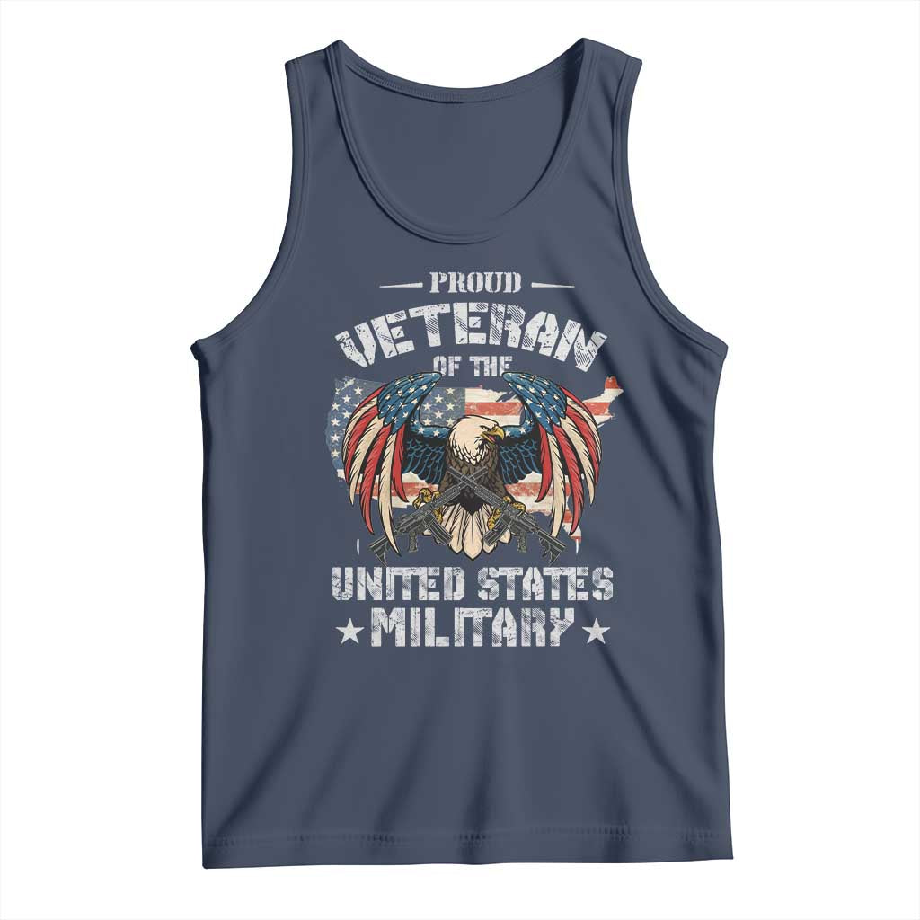 Proud Veteran Of The Military Tank Top Veteran's Day Eagle American Flag TS11 Navy Print Your Wear