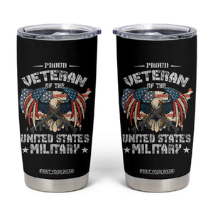 Proud Veteran Of The Military Tumbler Cup Veteran's Day Eagle American Flag TS11 Black Print Your Wear