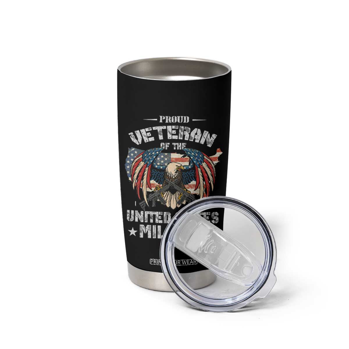 Proud Veteran Of The Military Tumbler Cup Veteran's Day Eagle American Flag TS11 Print Your Wear