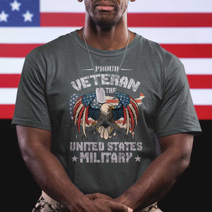 Proud Veteran Of The Military T Shirt Veteran's Day Eagle American Flag TS11 Dark Heather Print Your Wear