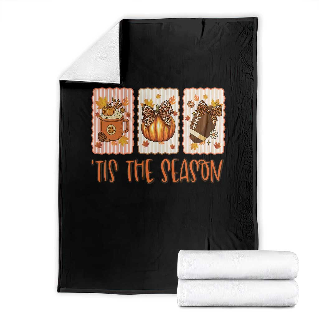 Tis The Season Fall Thanksgiving Throw Blanket American Football Pumpkin Postage Stamps TS11 Black Print Your Wear