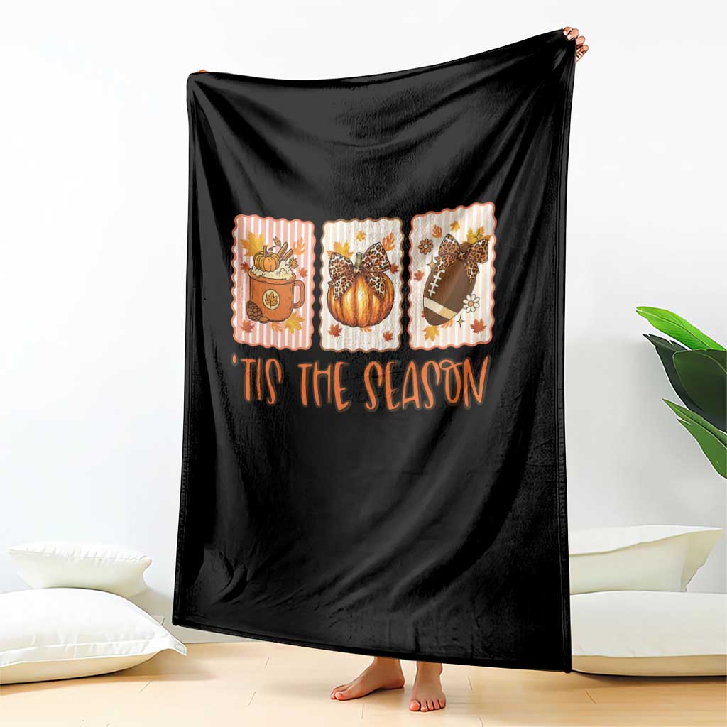 Tis The Season Fall Thanksgiving Throw Blanket American Football Pumpkin Postage Stamps TS11 Print Your Wear