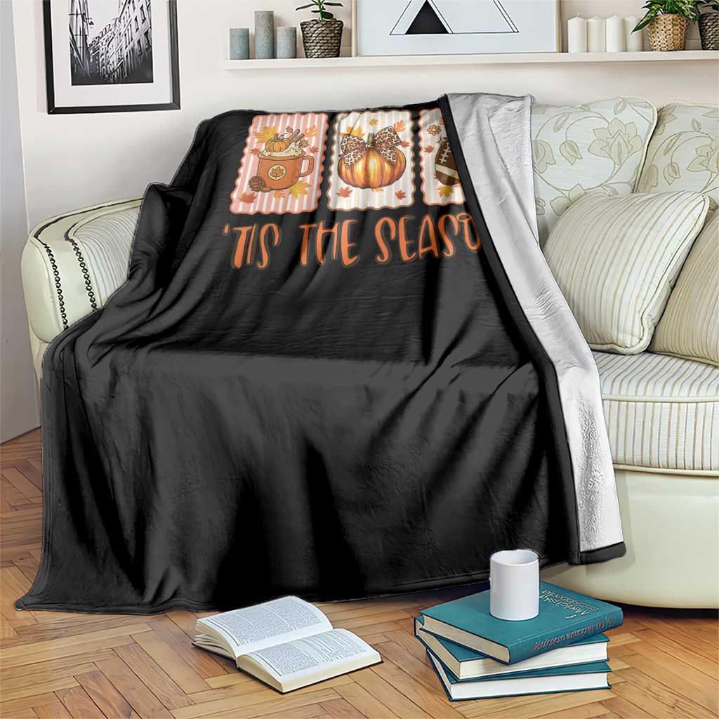 Tis The Season Fall Thanksgiving Throw Blanket American Football Pumpkin Postage Stamps TS11 Print Your Wear