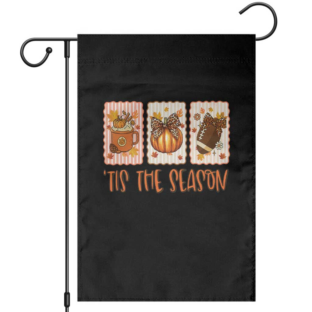 Tis The Season Fall Thanksgiving Garden Flag American Football Pumpkin Postage Stamps TS11 Black Print Your Wear