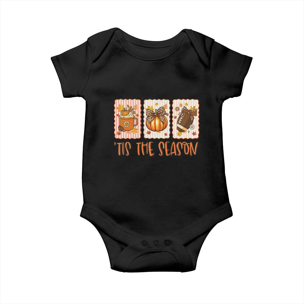 Tis The Season Fall Thanksgiving Baby Onesie American Football Pumpkin Postage Stamps TS11 Black Print Your Wear