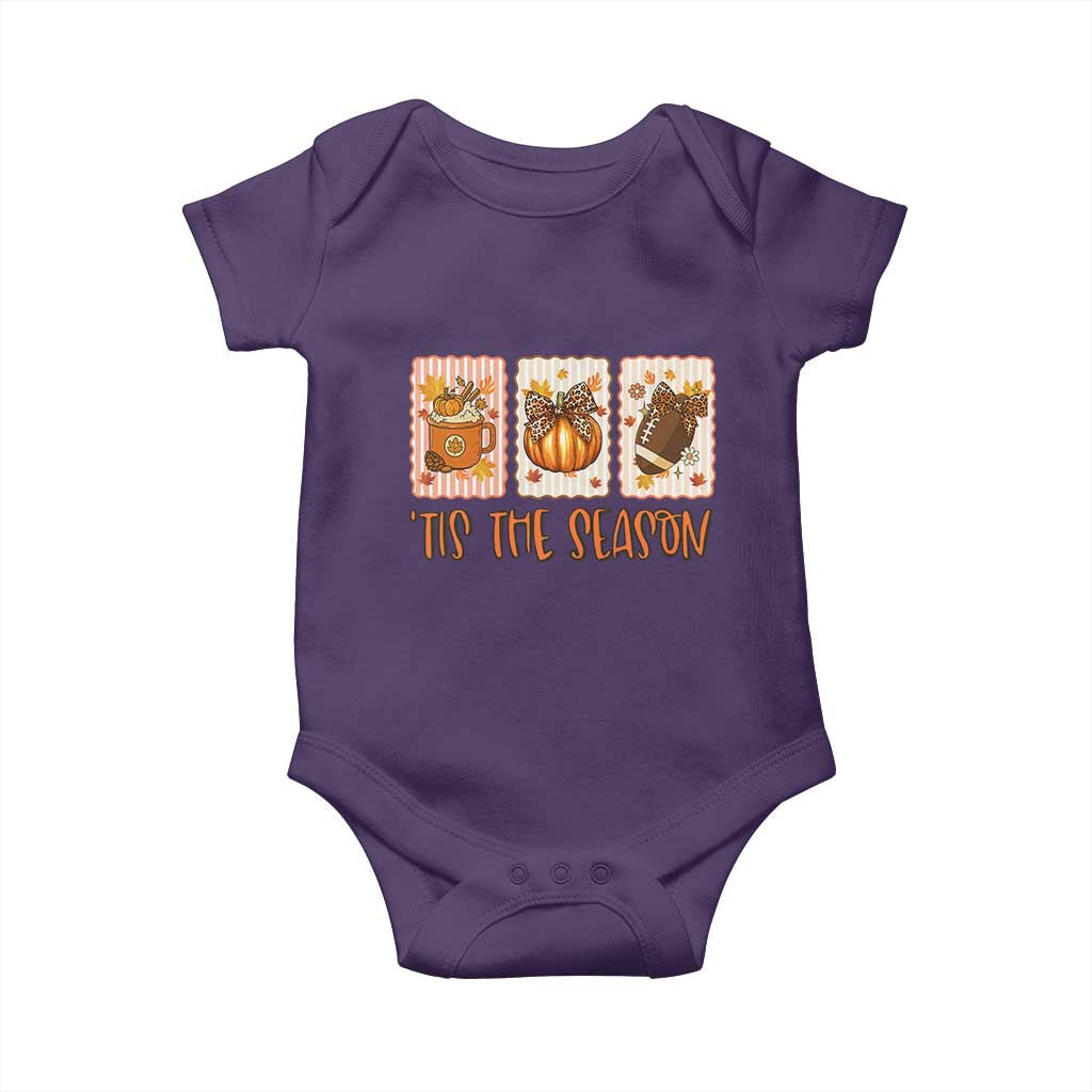 Tis The Season Fall Thanksgiving Baby Onesie American Football Pumpkin Postage Stamps TS11 Purple Print Your Wear