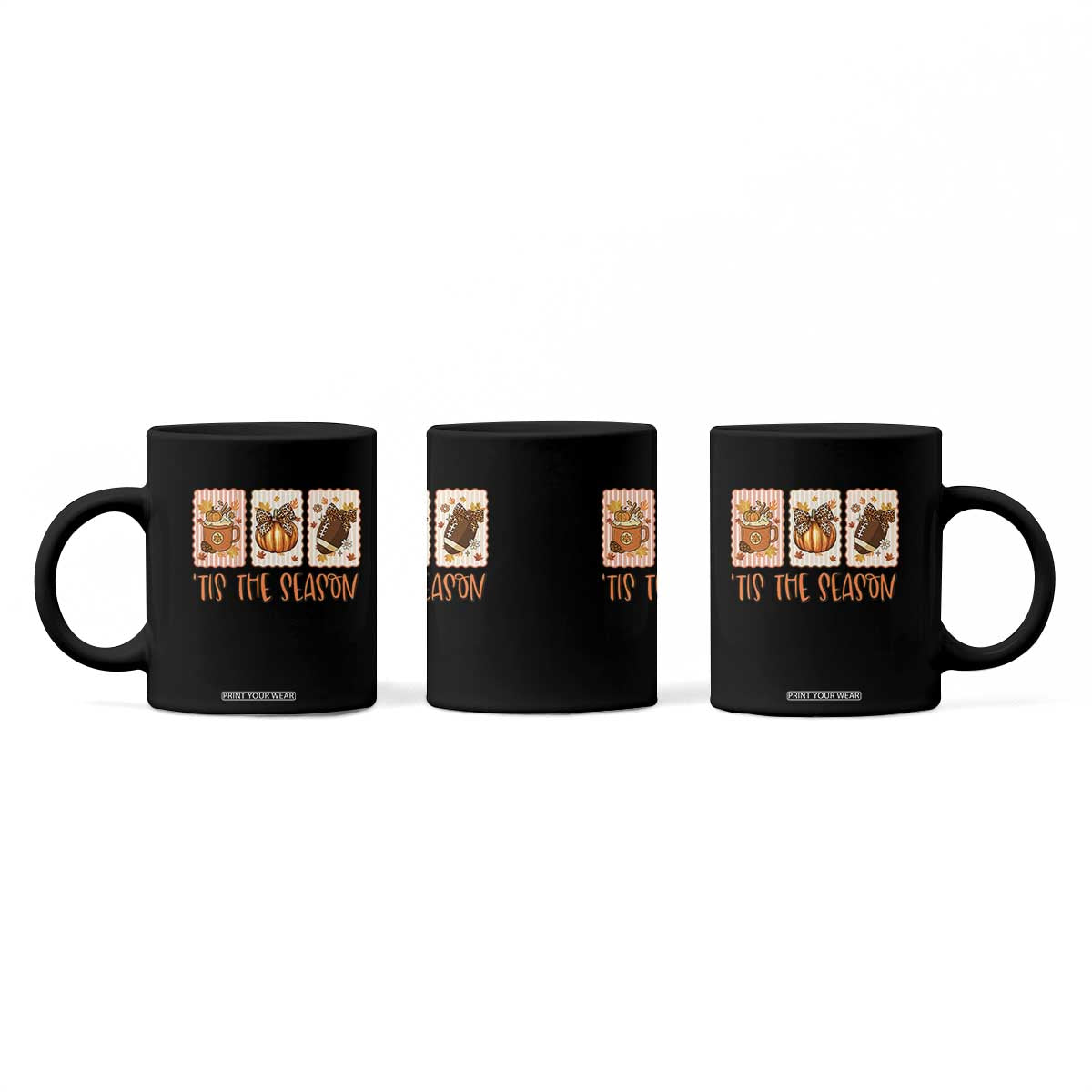 Tis The Season Fall Thanksgiving Coffee Mug American Football Pumpkin Postage Stamps TS11 Print Your Wear