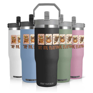 Tis The Season Fall Thanksgiving Flip Straw Tumbler American Football Pumpkin Postage Stamps TS11 Print Your Wear