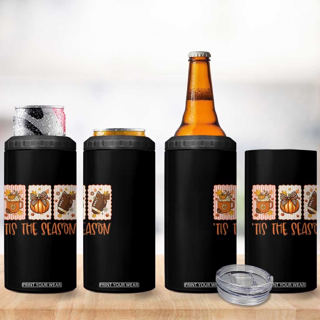 Tis The Season Fall Thanksgiving 4 in 1 Can Cooler Tumbler American Football Pumpkin Postage Stamps TS11 Print Your Wear
