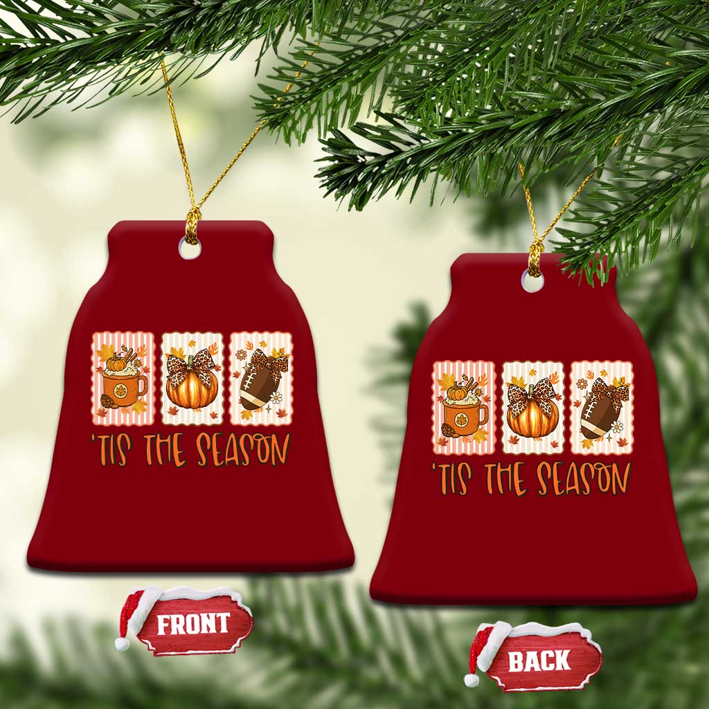 Tis The Season Fall Thanksgiving Ceramic Ornament American Football Pumpkin Postage Stamps TS11 Print Your Wear