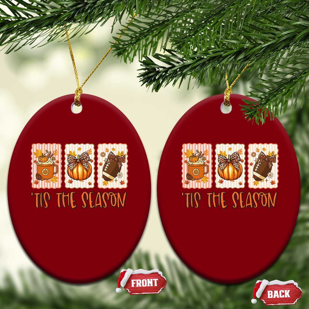 Tis The Season Fall Thanksgiving Ceramic Ornament American Football Pumpkin Postage Stamps TS11 Print Your Wear