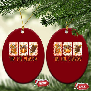 Tis The Season Fall Thanksgiving Ceramic Ornament American Football Pumpkin Postage Stamps TS11 Print Your Wear