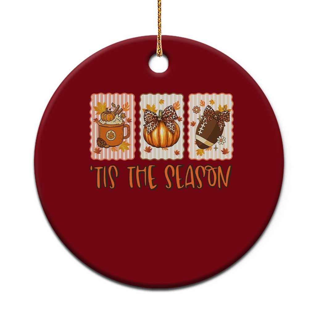 Tis The Season Fall Thanksgiving Ceramic Ornament American Football Pumpkin Postage Stamps TS11 1pc Red Print Your Wear